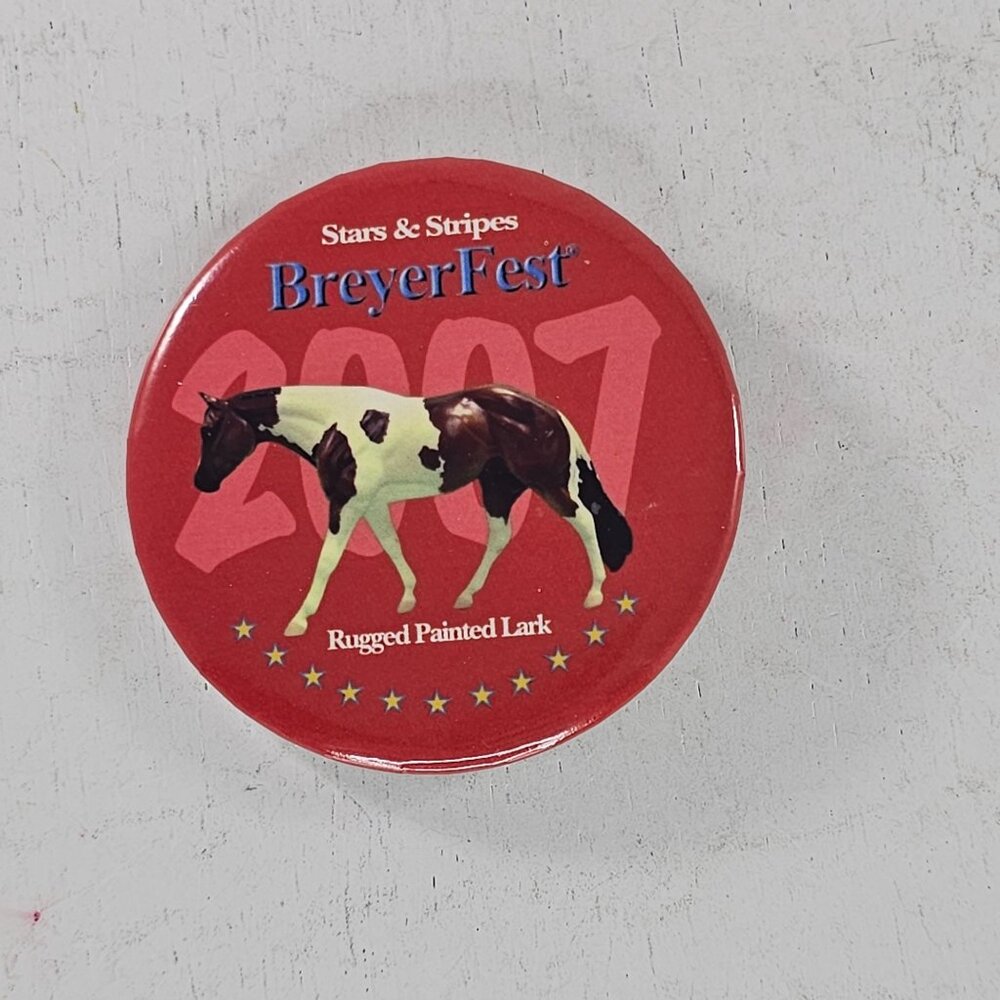 Breyerfest 2007 Horse Stars And Stripes Button Pin Rugged Painted Lark Red